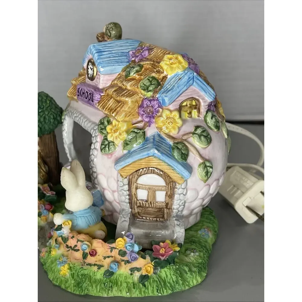 Easter Village Lighted‎ Ceramic School Bunny House Teacher Gift